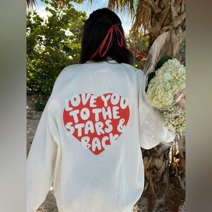 Love You To The Stars And Back Mabel White Oversized Sweatshirt, Large (Starfit)